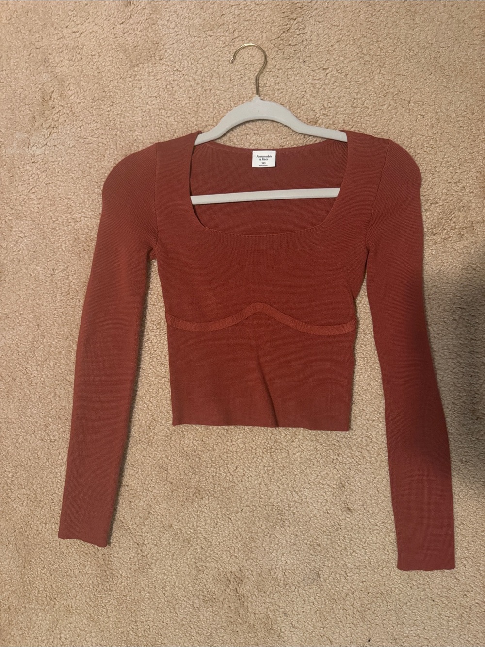 Abercrombie & Fitch Rust Red Ribbed Crop Top